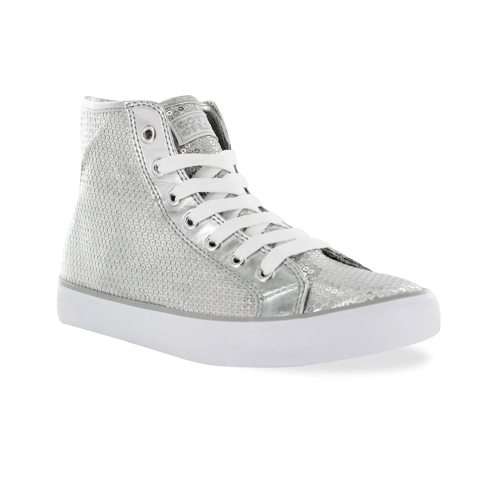 Gotta Flurt Women's Disco II Hi Silver Sequin Hip Hop Dance Sneaker