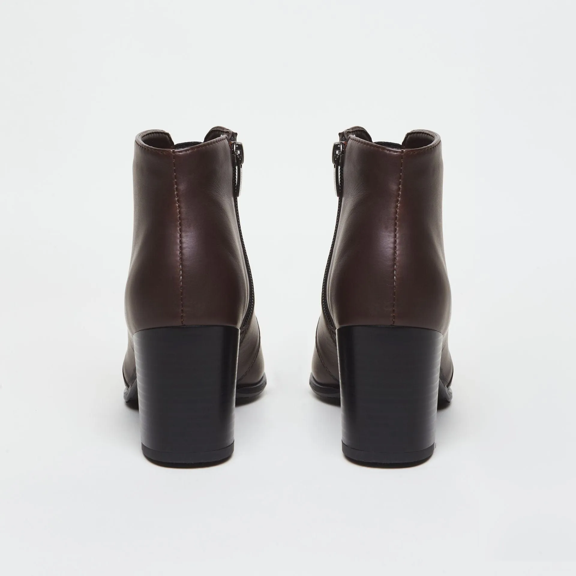 Hana Vegan Leather Heeled Ankle Boots | Chocolate