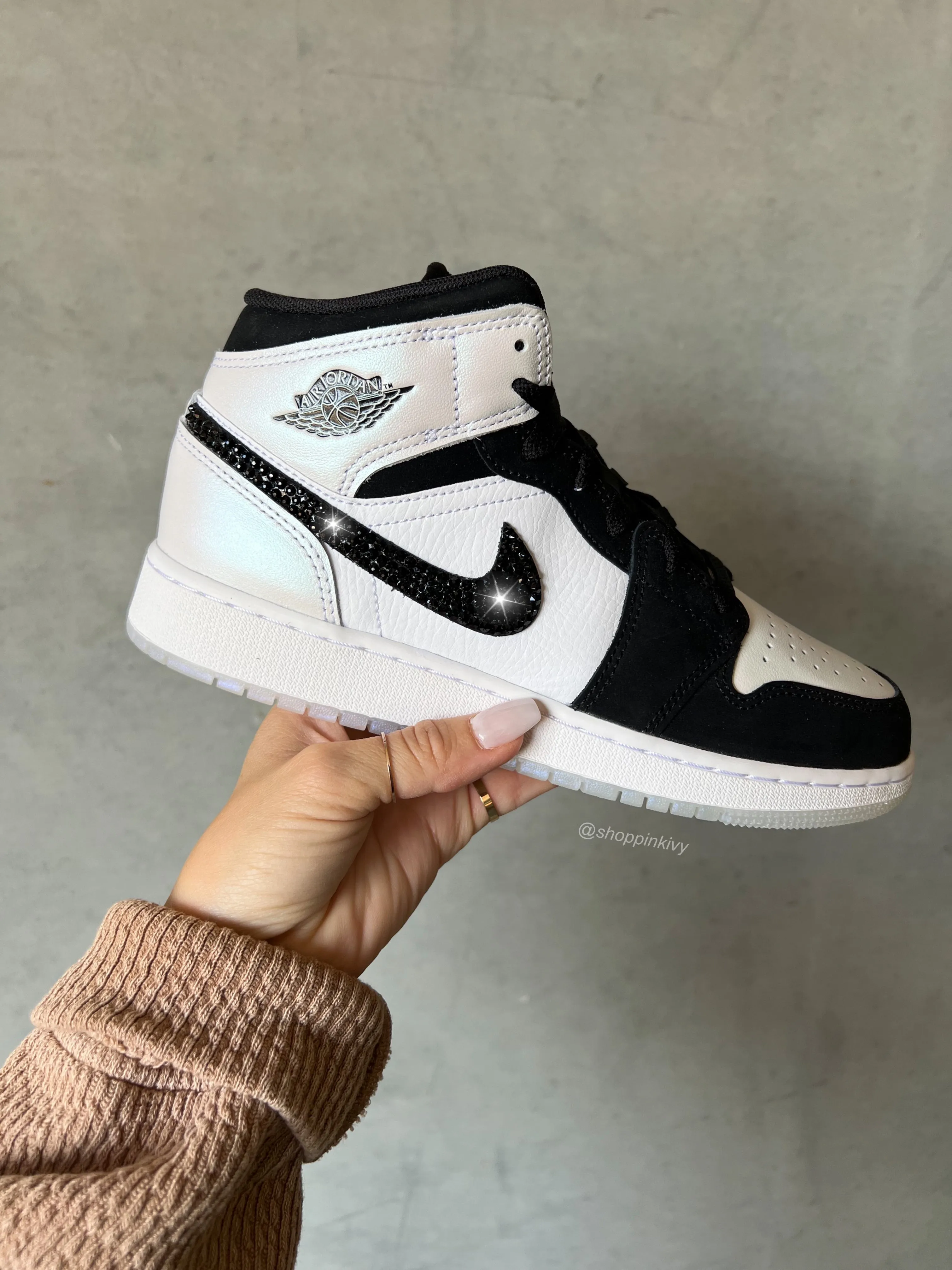 Iridescent Diamond Swarovski Women’s Air Jordan 1 Mid Shoes