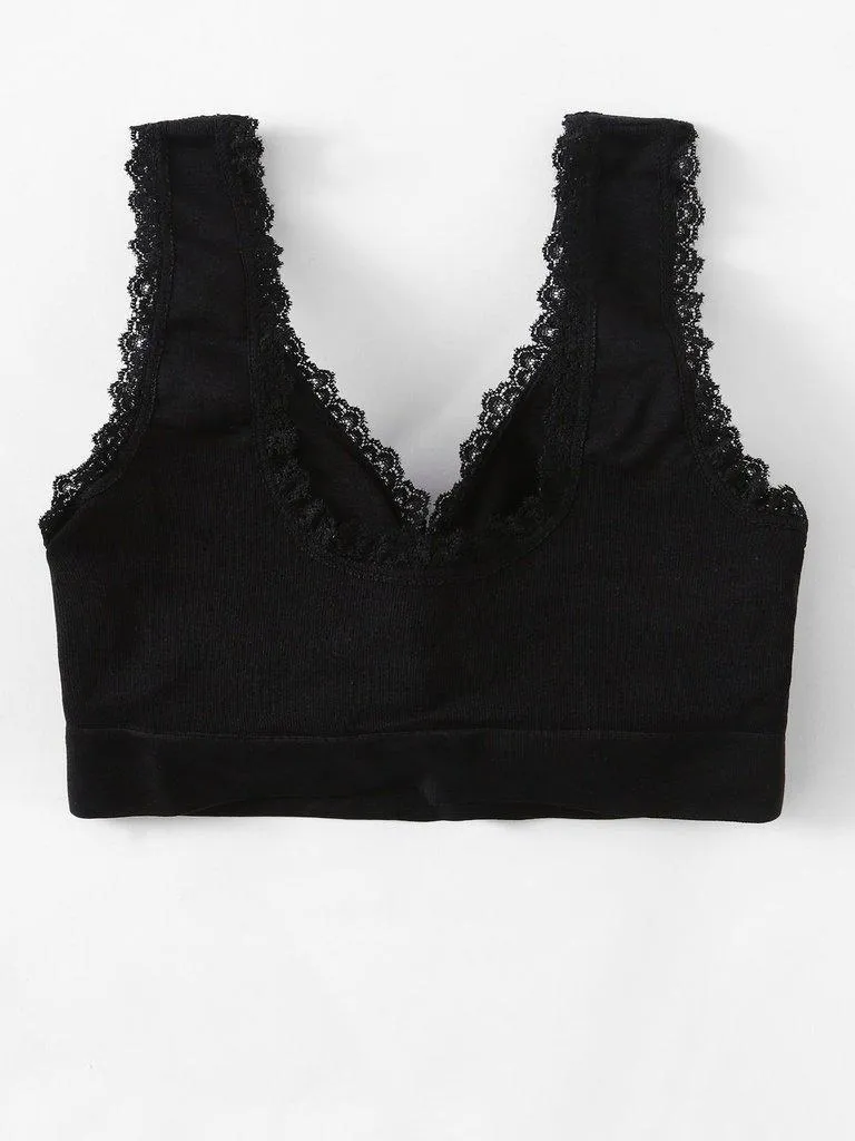 Lace Edge Ruched Detail Sports Bra