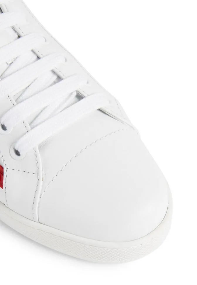 Leather Sneakers with Logo Stripe