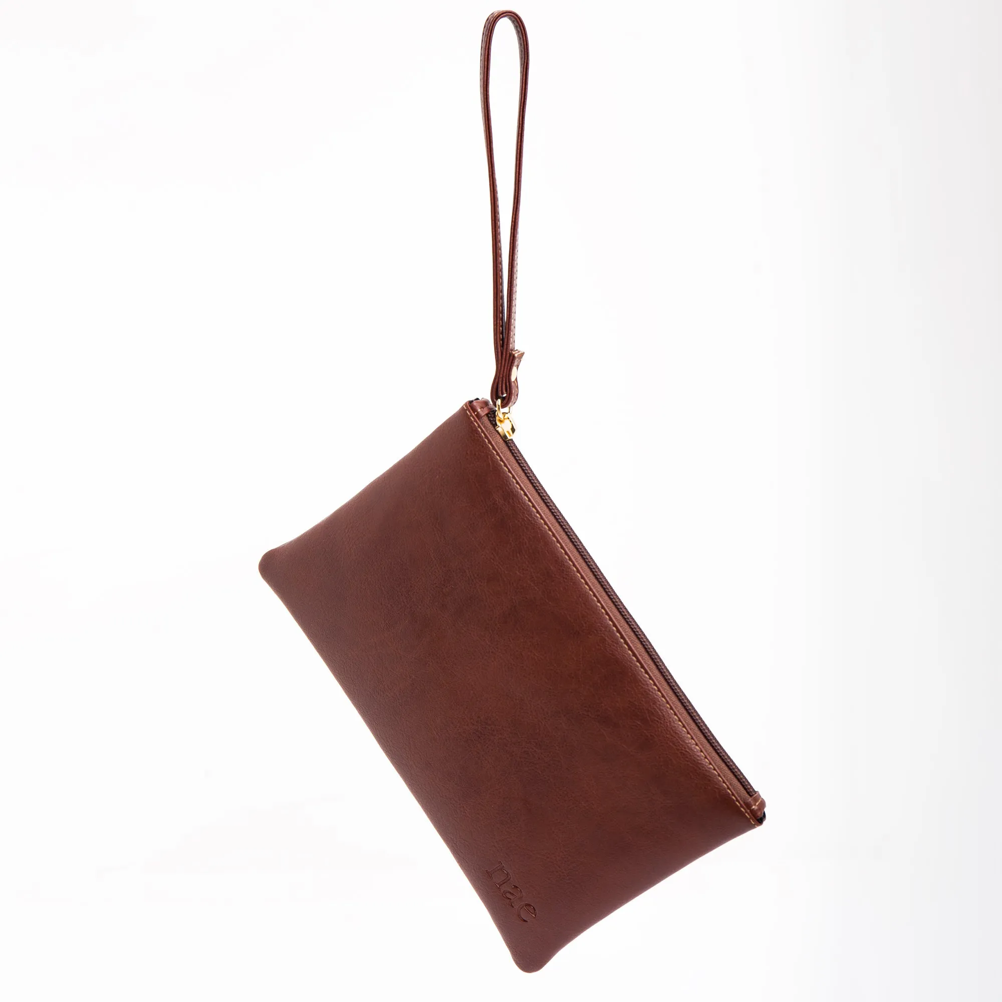 Lena Brown Vegan Wristlet Wallet