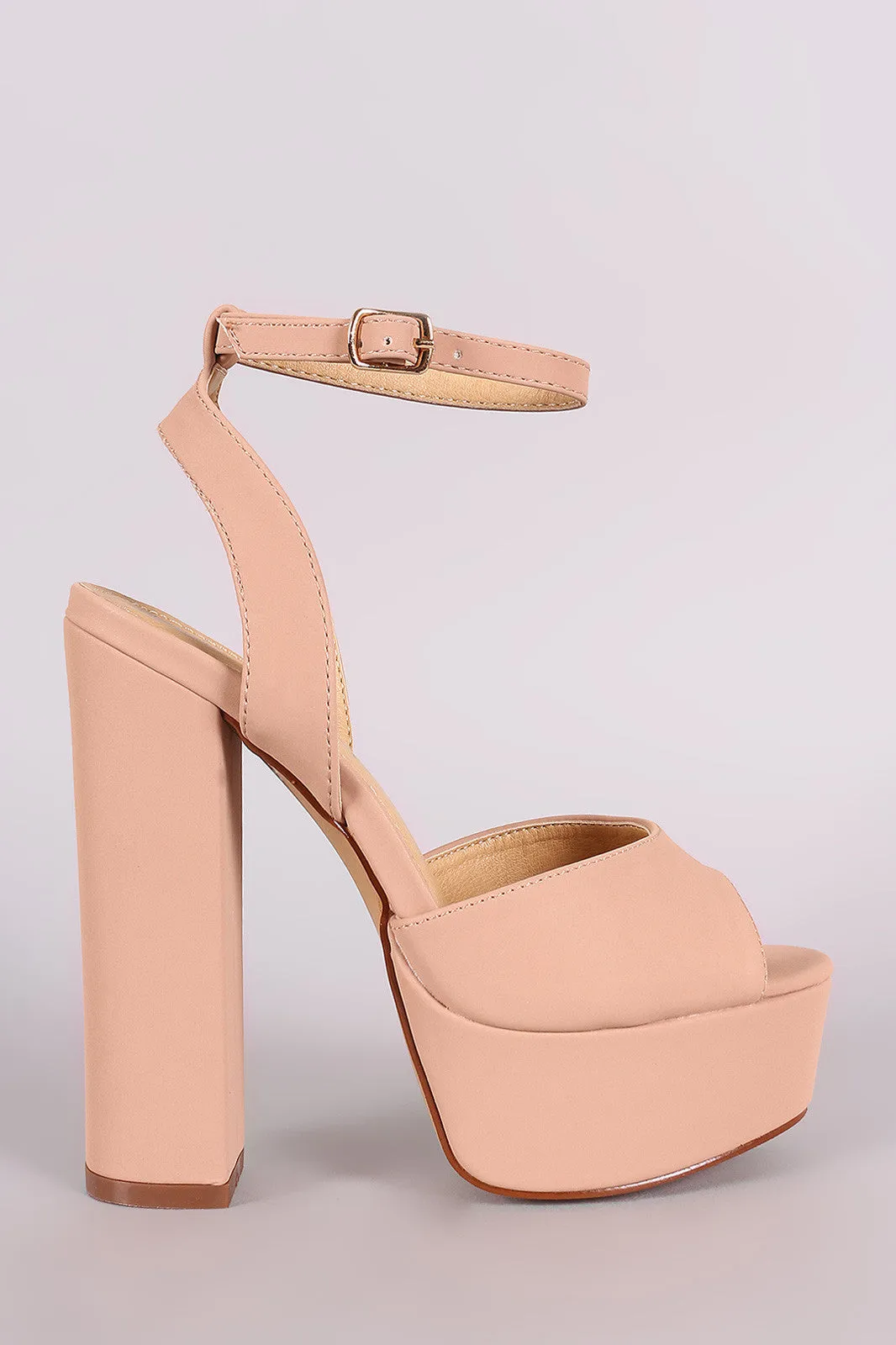 Liliana Nubuck Peep Toe Platform Chunky Heel