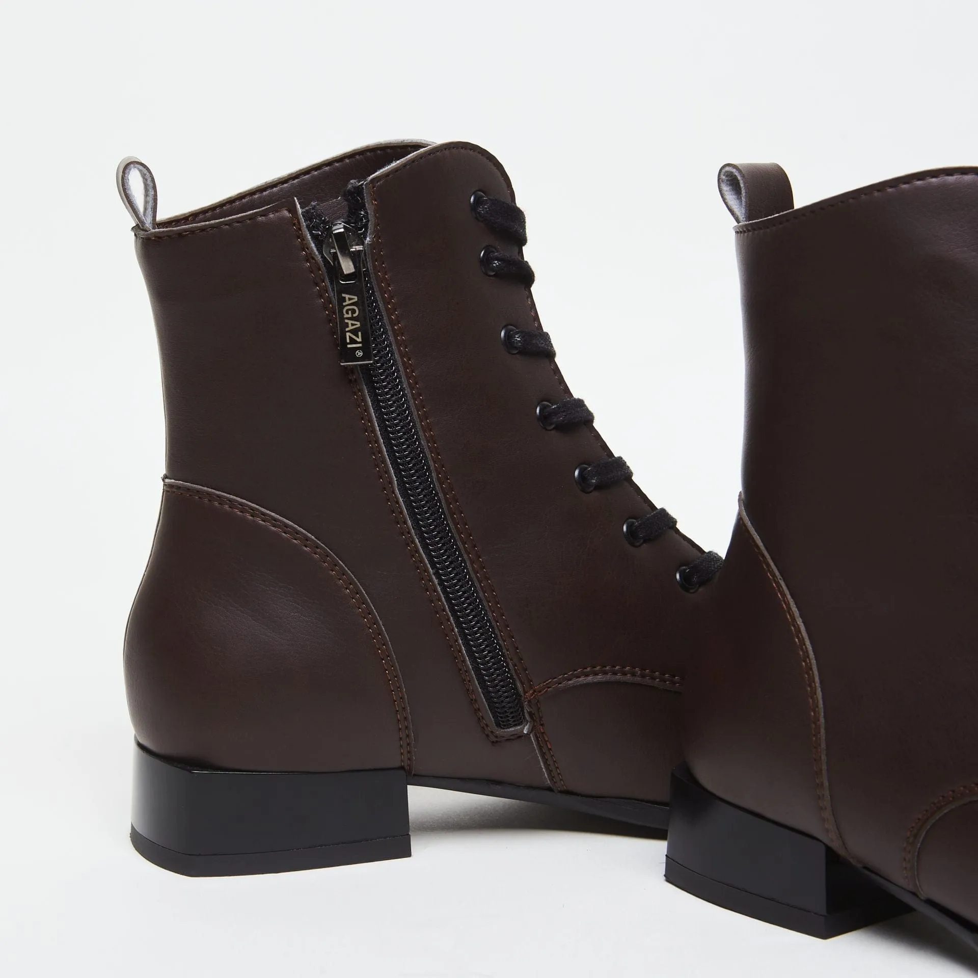 Lui Vegan Leather Lace-up Ankle Boots | Chocolate