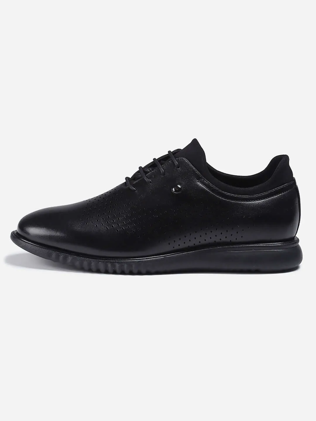 Men Black Lace Up Genuine Leather Casual Shoes