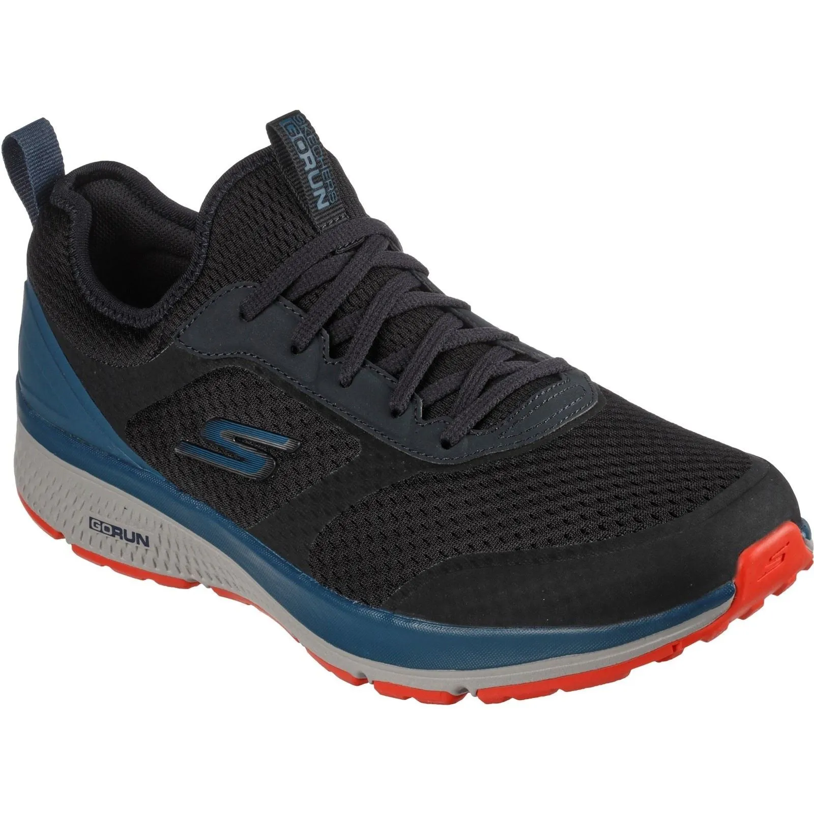 Men's Wide Fit Skechers 220102 GOrun Consistent Sneakers - Black/Blue