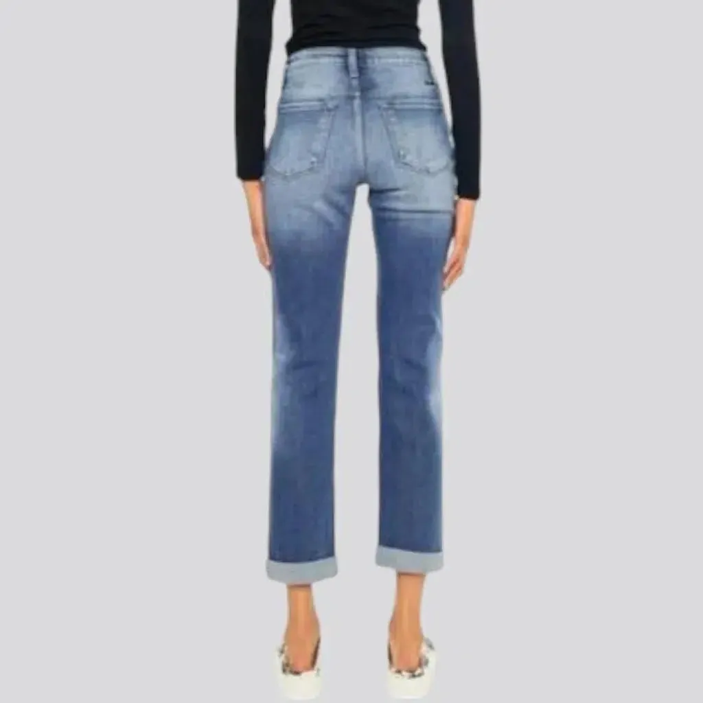 Mid-waist rolled-hem jeans for ladies