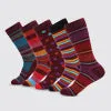 Morning Maroon Crew Socks 5 Pack