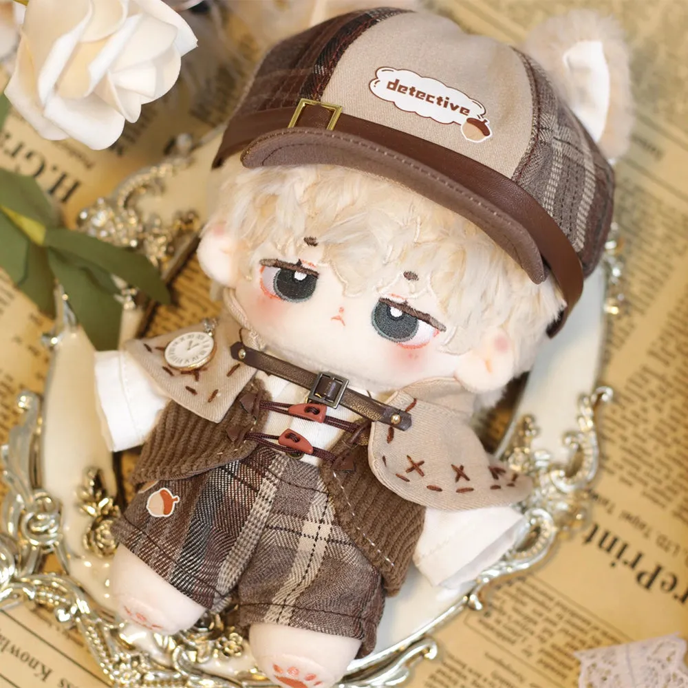 niannyyhouse 15cm 20cm Doll Clothes Brown Hat Shirt Strap Pants Shawl Vest Leather Shoes Vintage Detective Suit Soft Plush Toy Dress Up