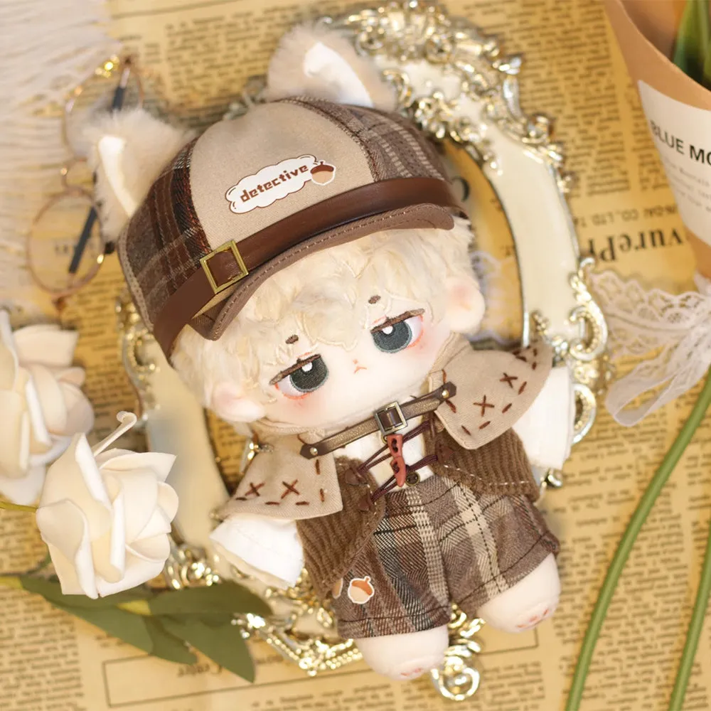 niannyyhouse 15cm 20cm Doll Clothes Brown Hat Shirt Strap Pants Shawl Vest Leather Shoes Vintage Detective Suit Soft Plush Toy Dress Up