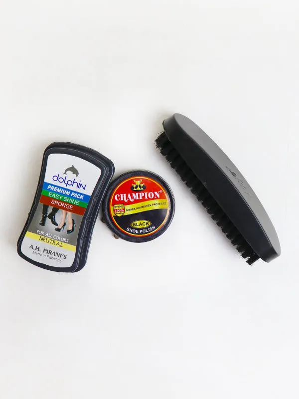 Pack Of 3 Shoe Polish Kit Black