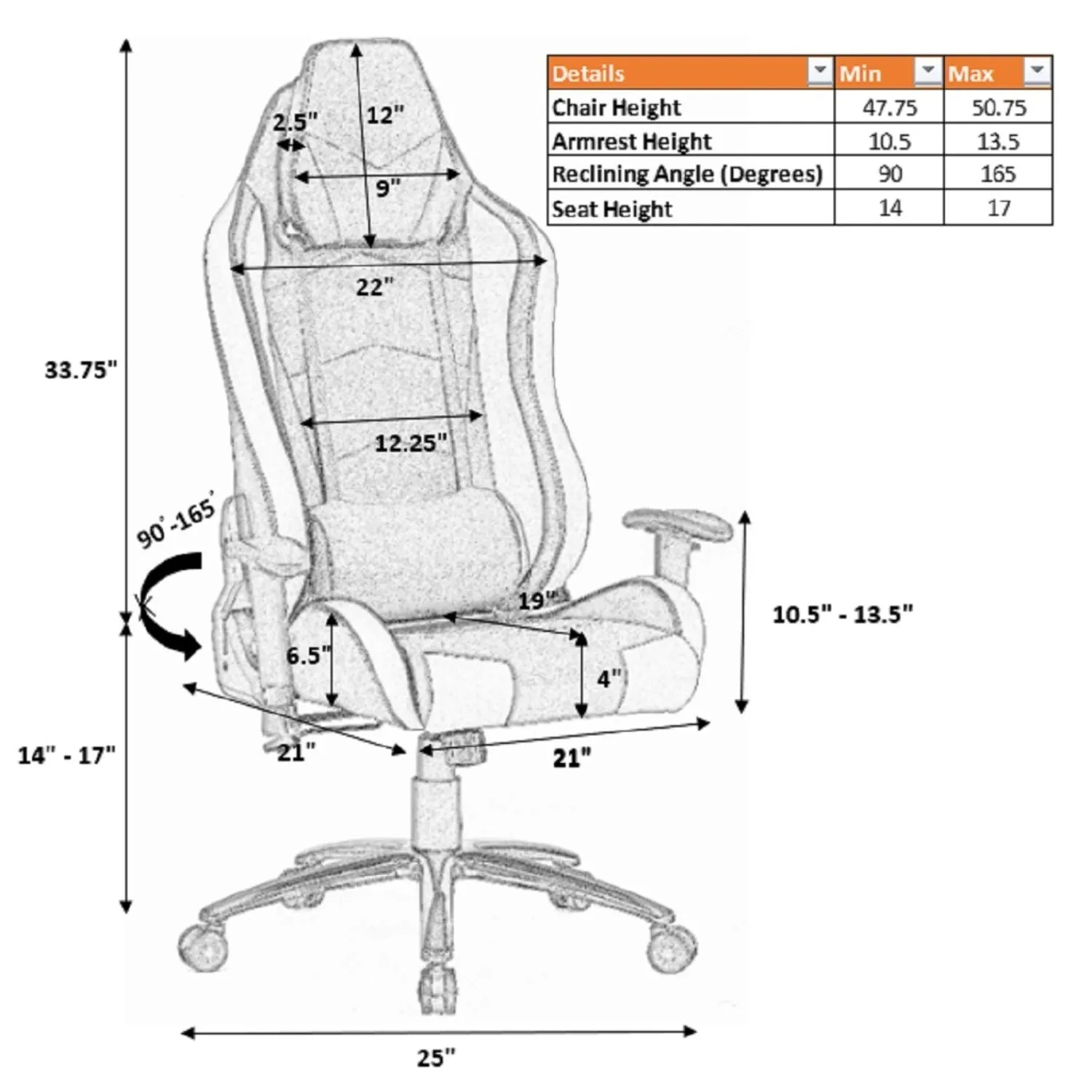 PRO-X SERIES/ 6059 GAMING CHAIR (BLACK & ORANGE)