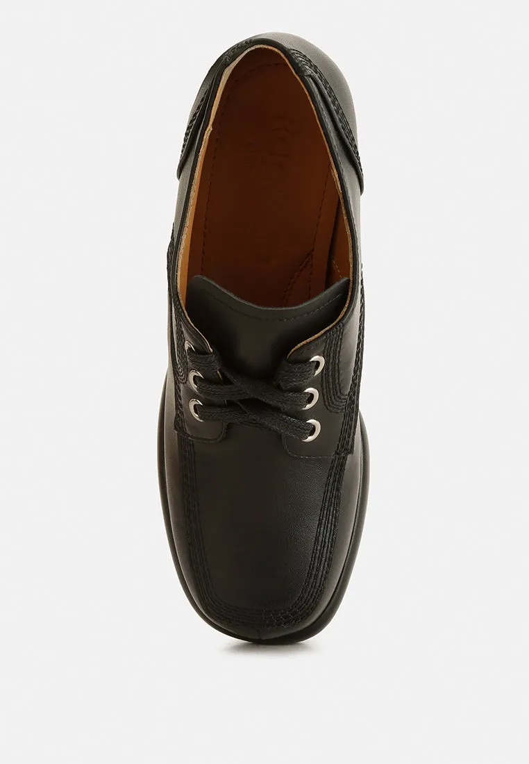 Quecha Leather Block Heel Oxfords in Black