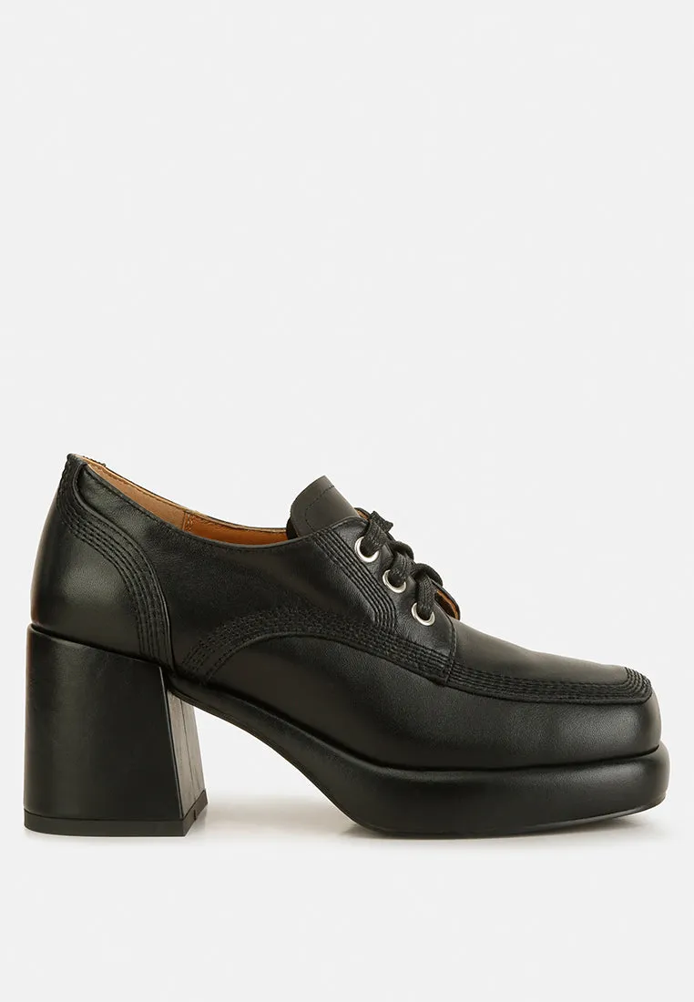 Quecha Leather Block Heel Oxfords