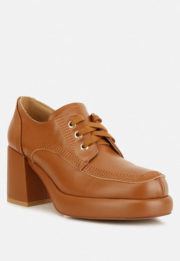 Quecha Leather Block Heel Oxfords