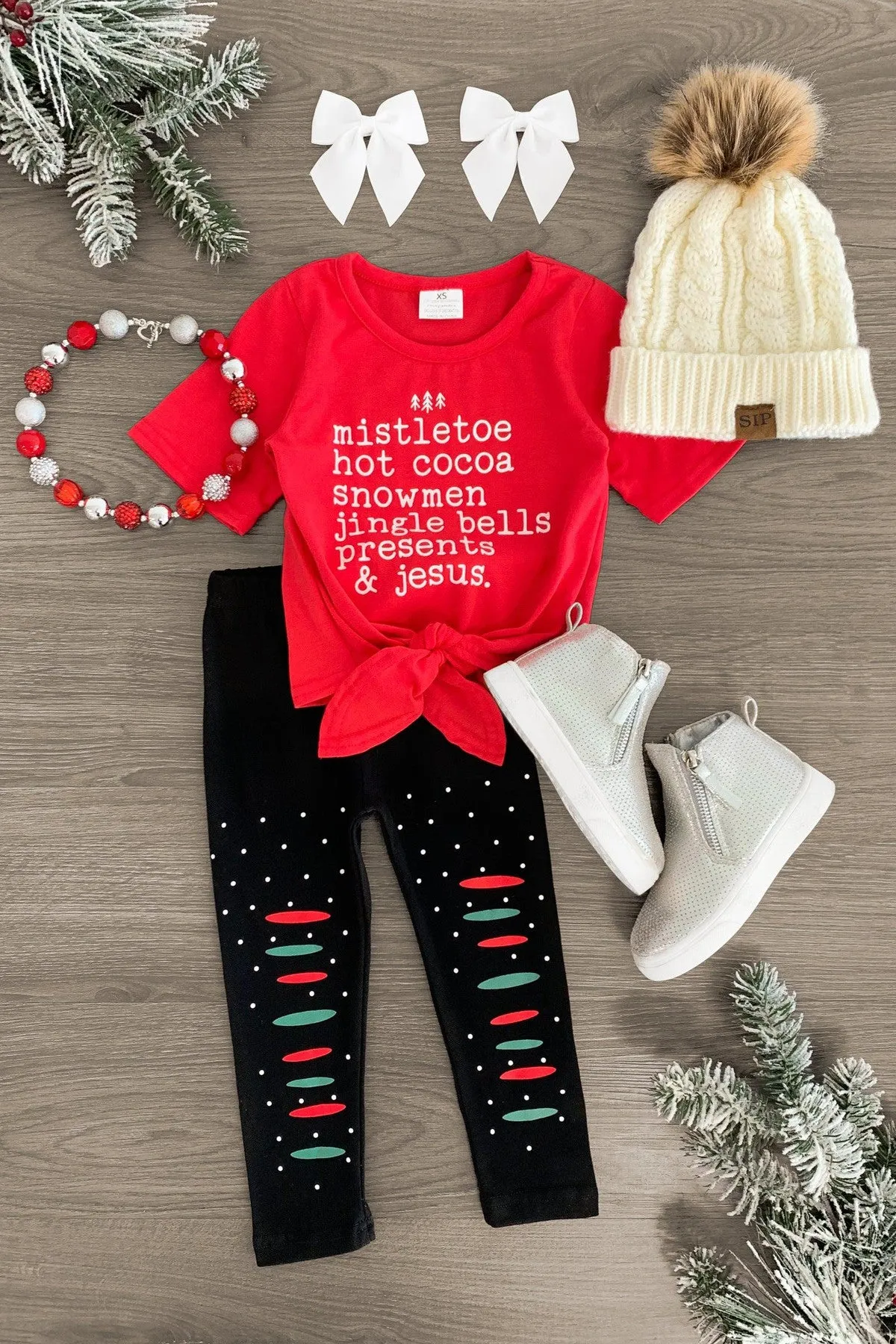 "Mistletoe, Hot Cocoa..." Legging Set