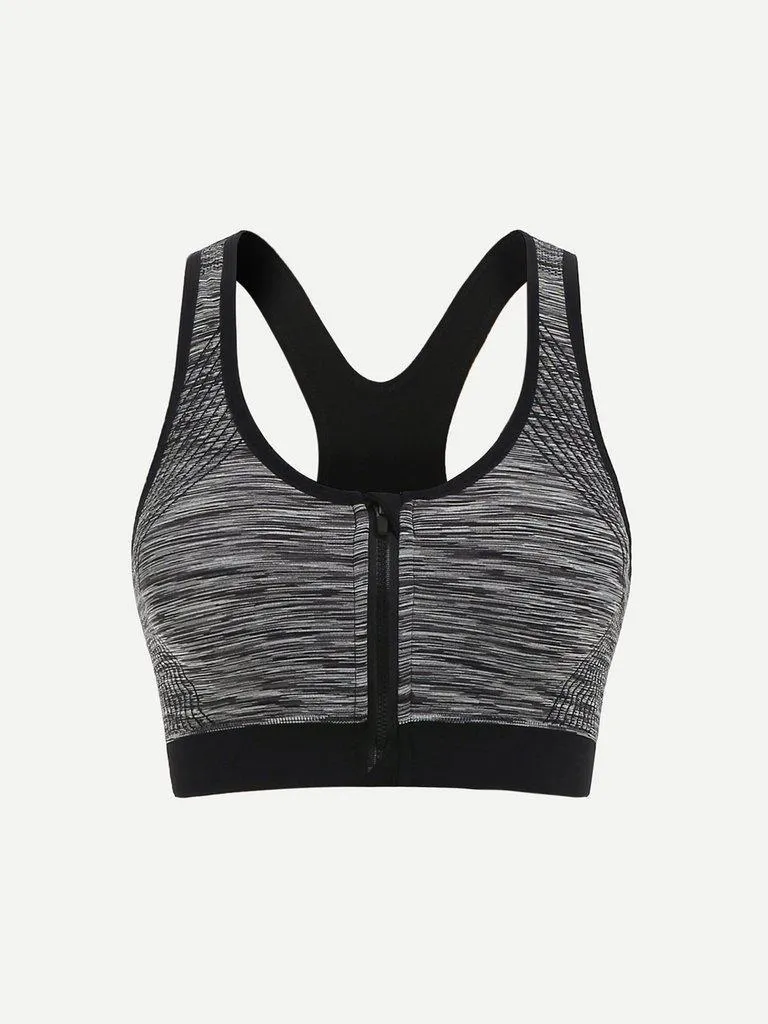 Racerback Zipper Sports Bra