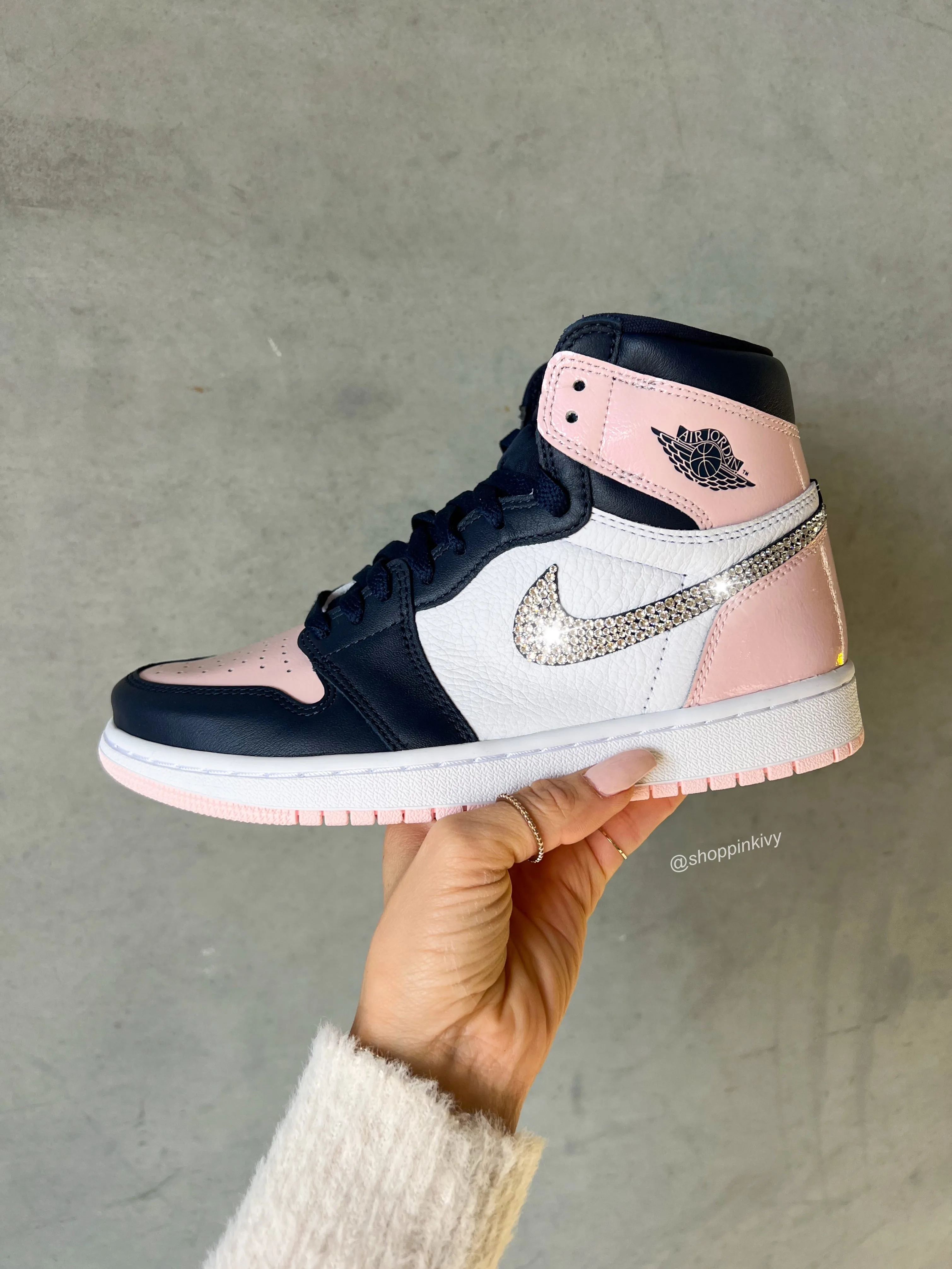 Rare Bubblegum Swarovski Women’s Air Jordan 1 Mid Shoes