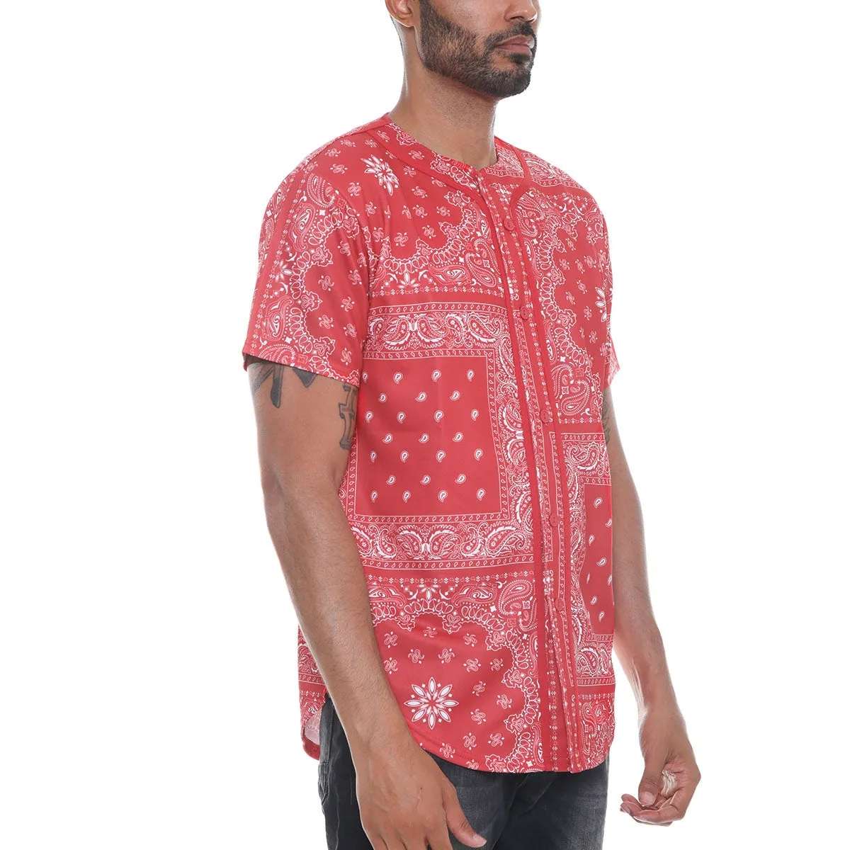 Red Paisley Baseball Jersey