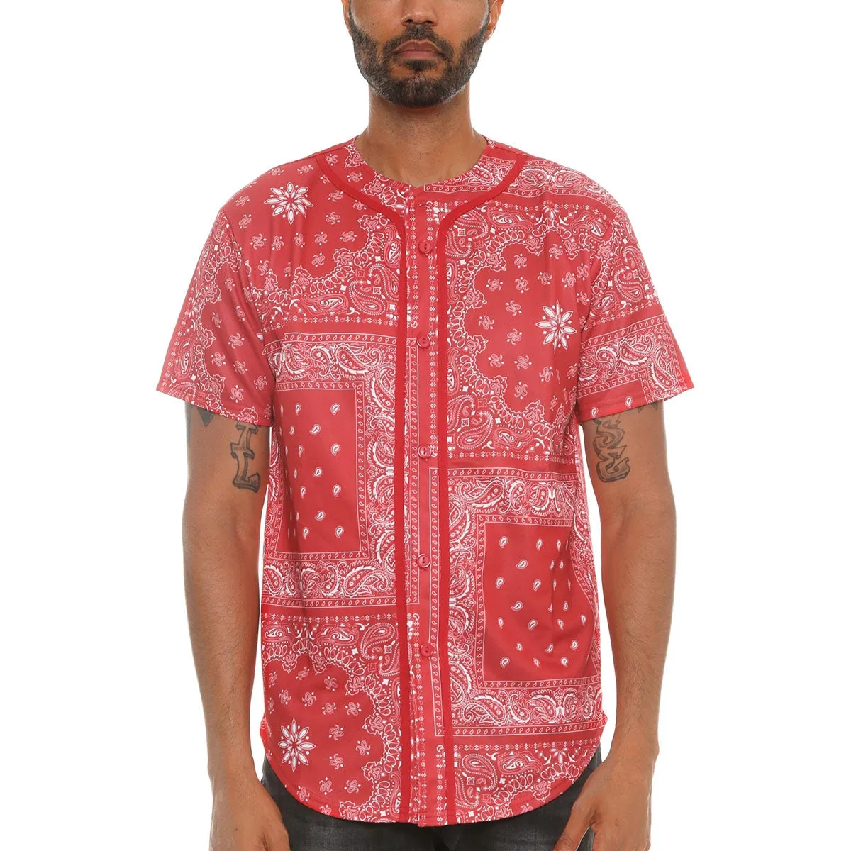 Red Paisley Baseball Jersey