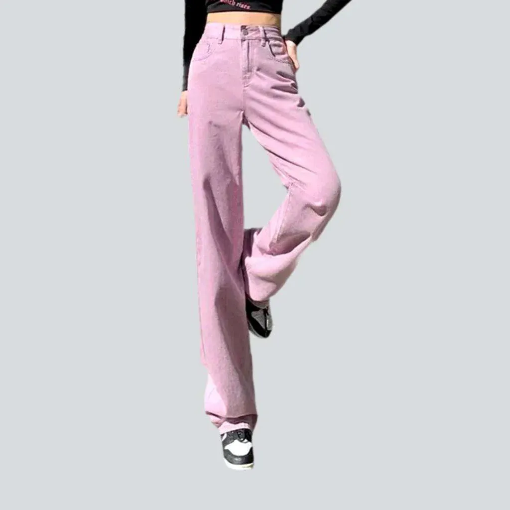 Retro color straight women's jeans