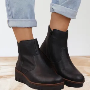 Rieker X9165-00 Kuwait Black Wedge Ankle Boots