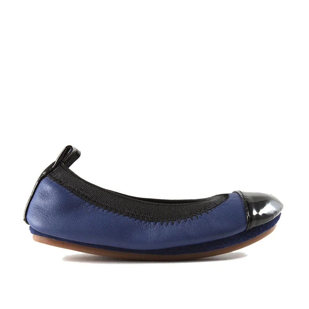 Scarlett Leather Ballet Flats in Oxford Blue and Black - Baby/Kids