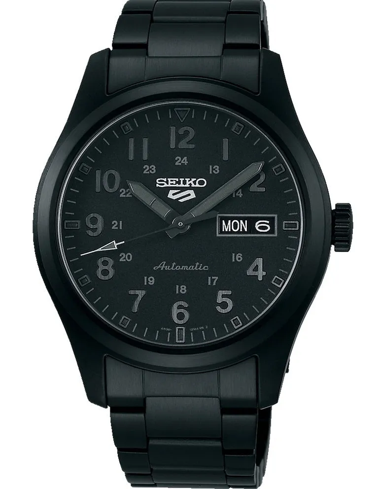 Seiko 5 Sports Style Black Stainless Steel Automatic 100m Men's Watch SRPJ09K1