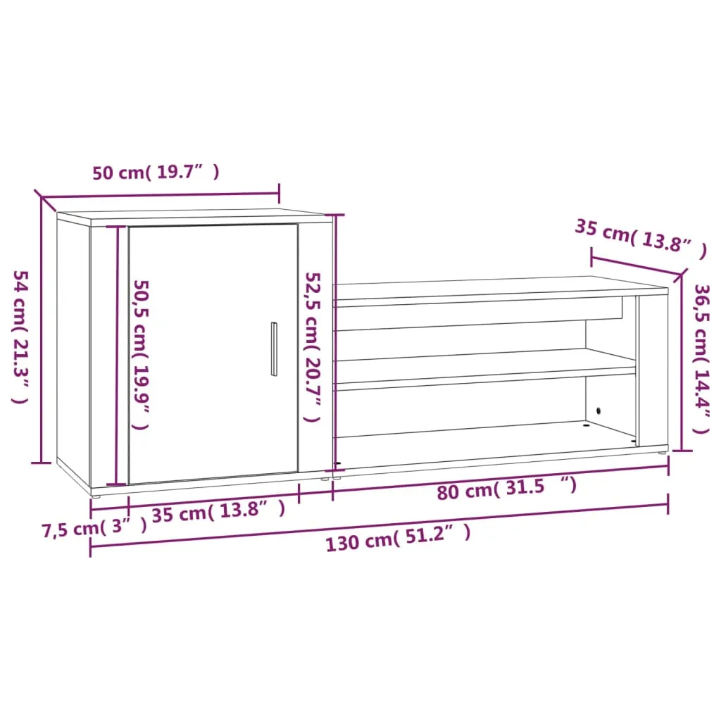 Shoe Cabinet Black 130x35x54 cm Engineered Wood