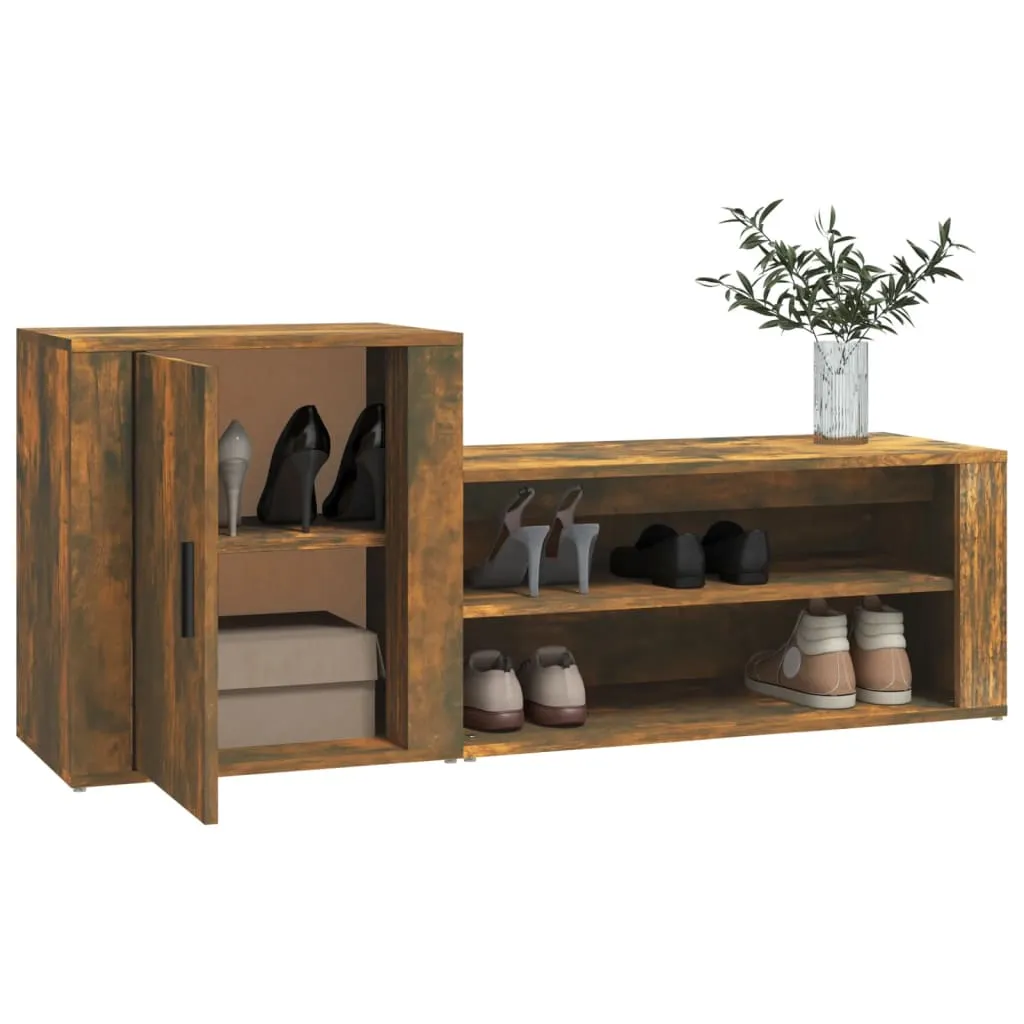 Shoe Cabinet Smoked Oak 130x35x54 cm Engineered Wood