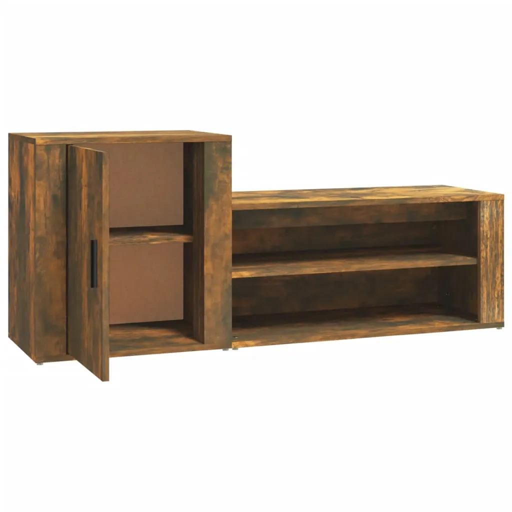 Shoe Cabinet Smoked Oak 130x35x54 cm Engineered Wood