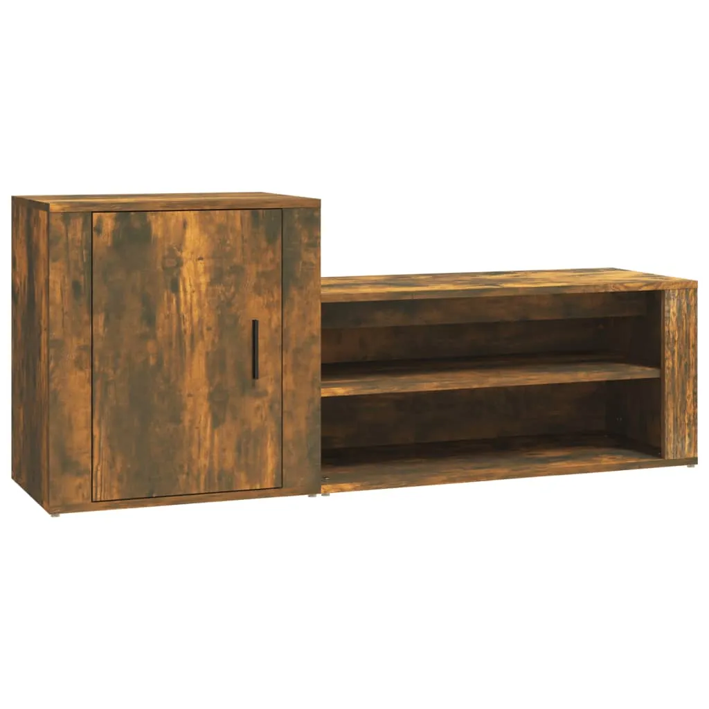 Shoe Cabinet Smoked Oak 130x35x54 cm Engineered Wood