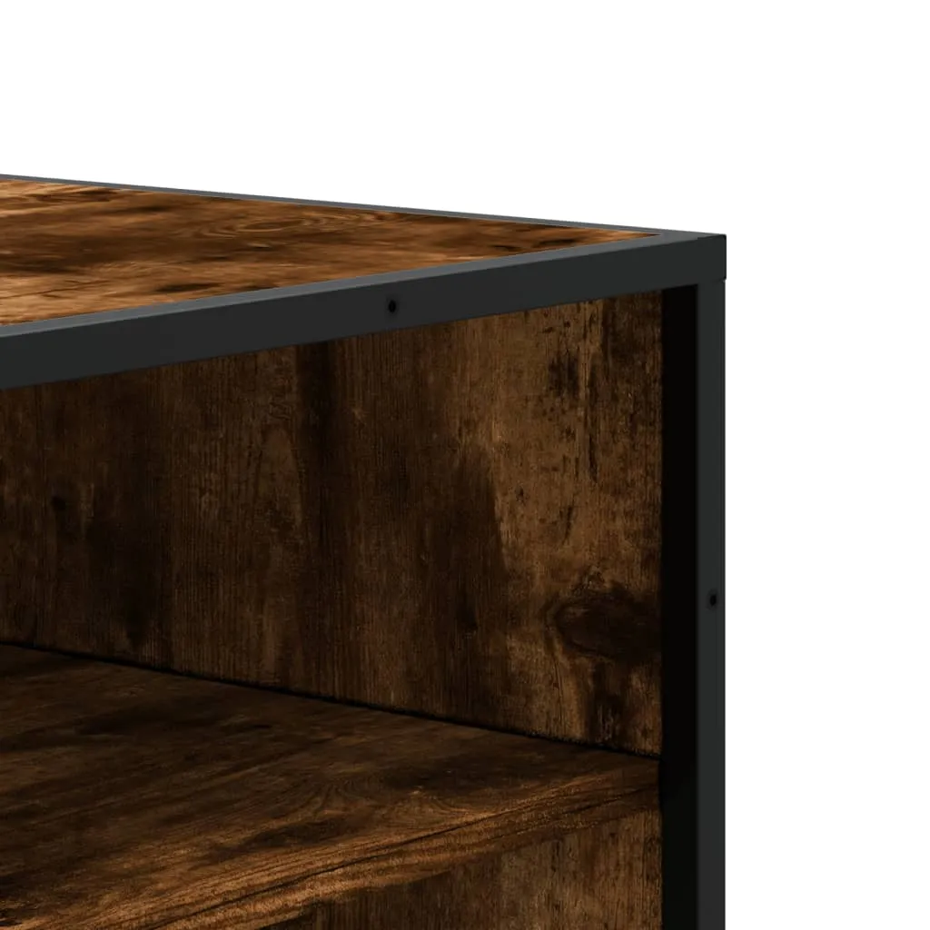 Shoe Cabinet Smoked Oak 75x38x97.5 cm Engineered Wood and Metal