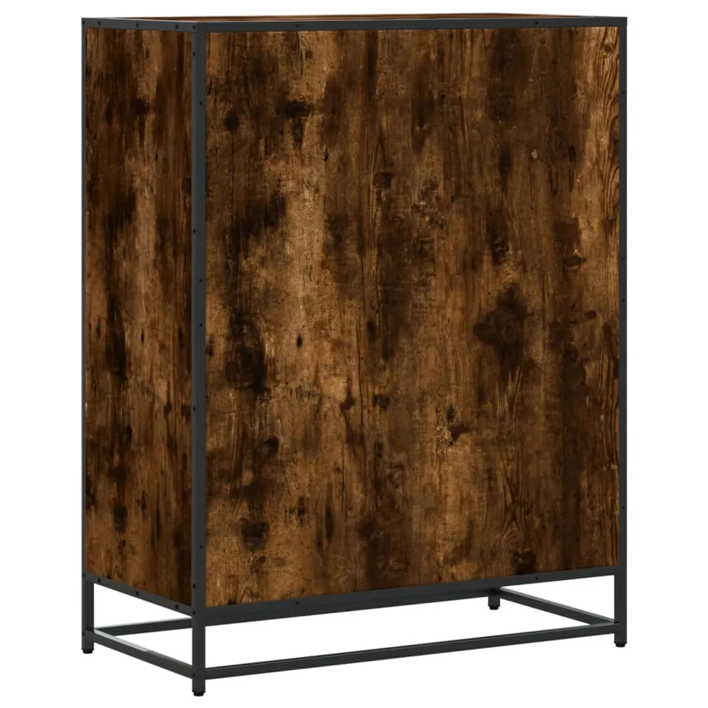 Shoe Cabinet Smoked Oak 75x38x97.5 cm Engineered Wood and Metal