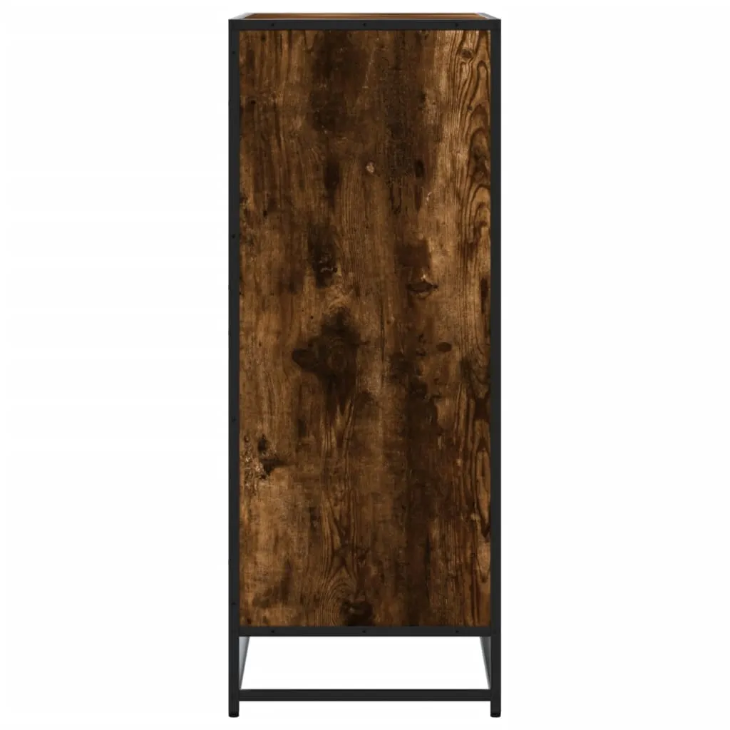 Shoe Cabinet Smoked Oak 75x38x97.5 cm Engineered Wood and Metal