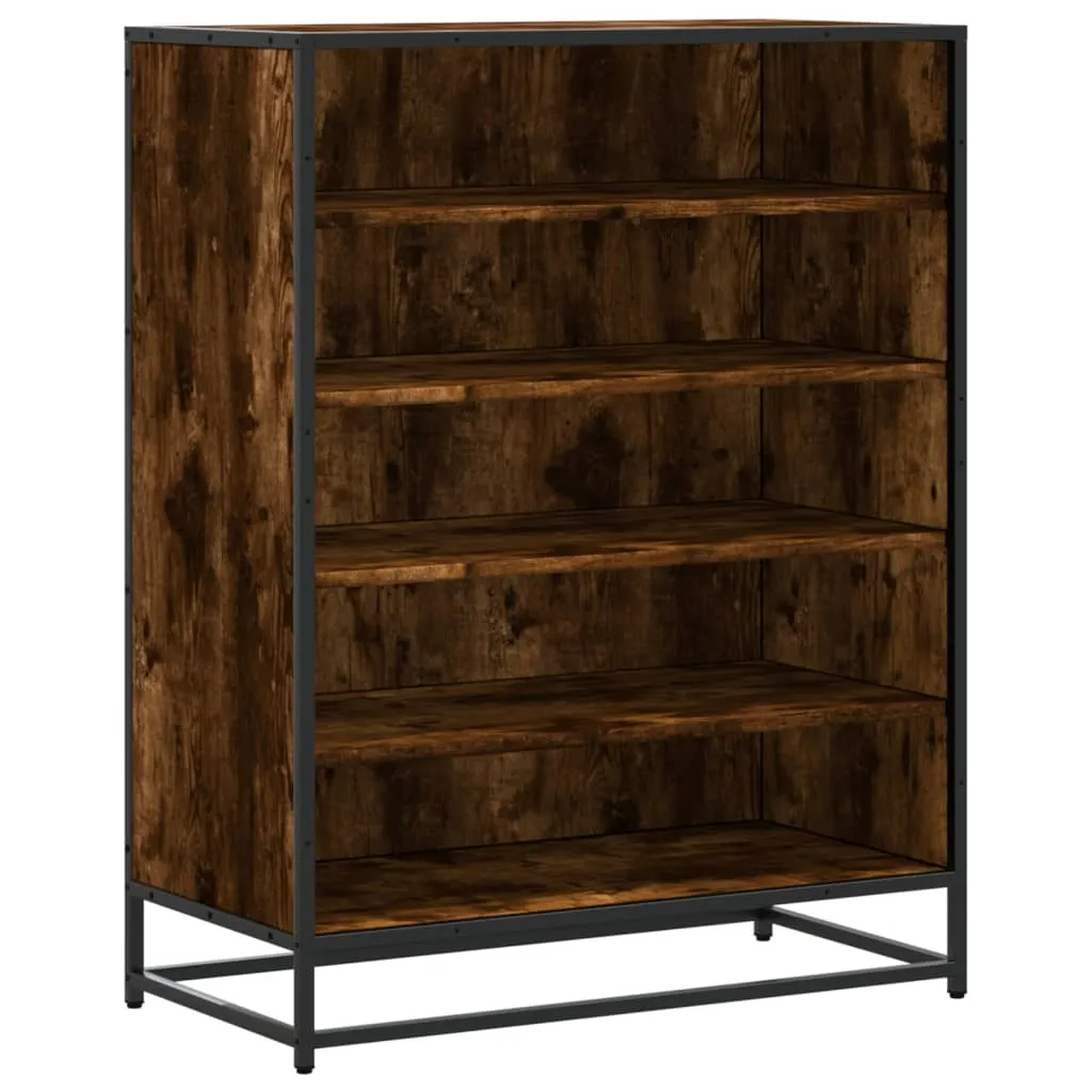 Shoe Cabinet Smoked Oak 75x38x97.5 cm Engineered Wood and Metal