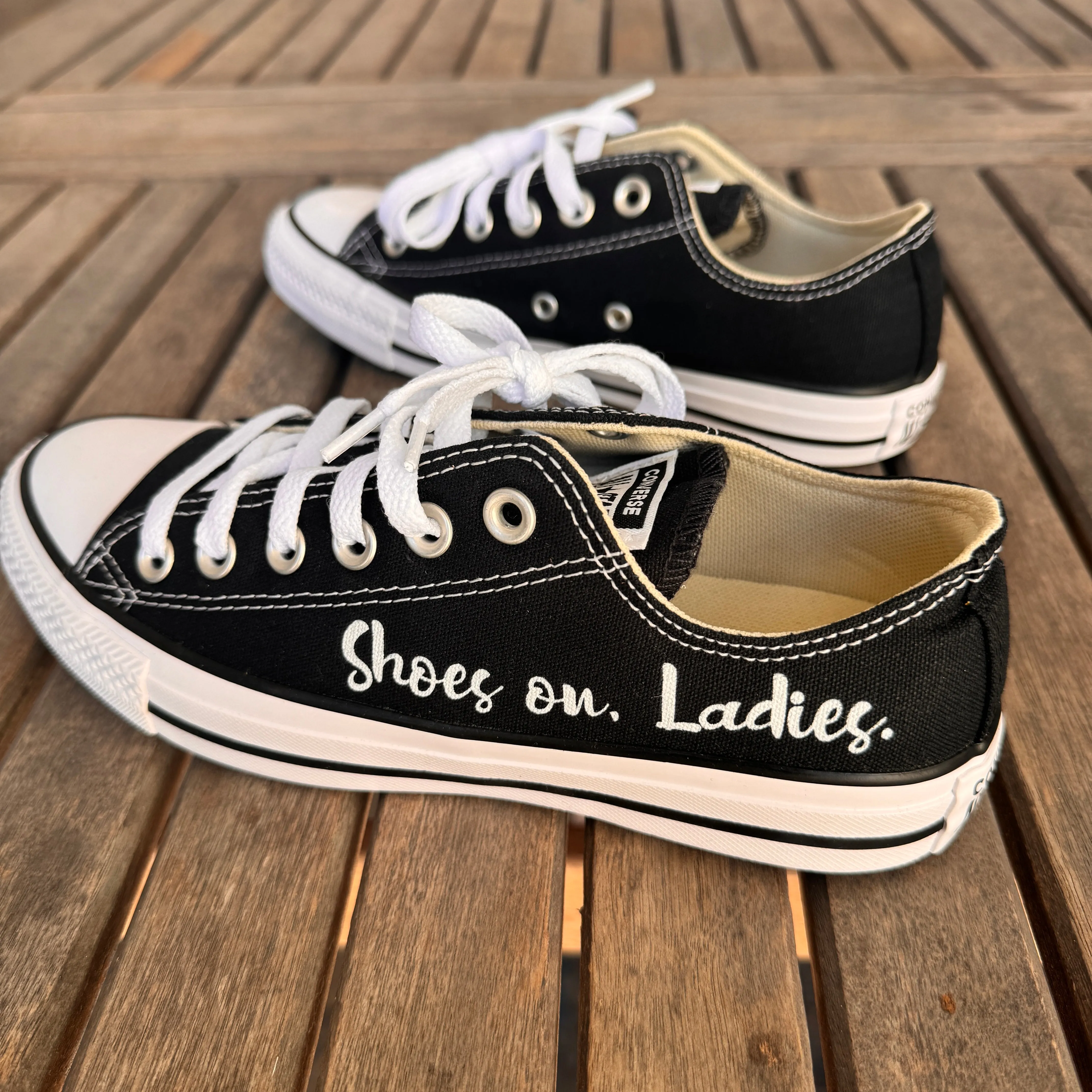 Shoes on Ladies, there's glass everywhere - Custom Sneaker Low Tops - Custom Converse Shoes