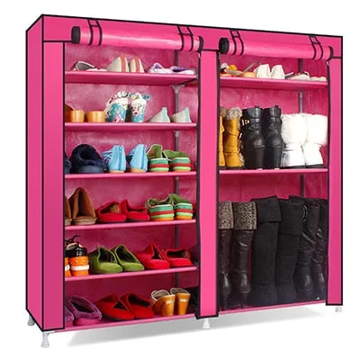 Solid Color Double Rows High Quality Shoes Cabinet Shoes Rack Large Capacity Shoes Storage Organizer Shelves DIY Home Furniture