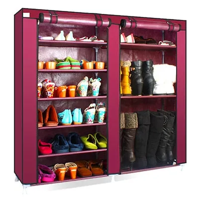 Solid Color Double Rows High Quality Shoes Cabinet Shoes Rack Large Capacity Shoes Storage Organizer Shelves DIY Home Furniture