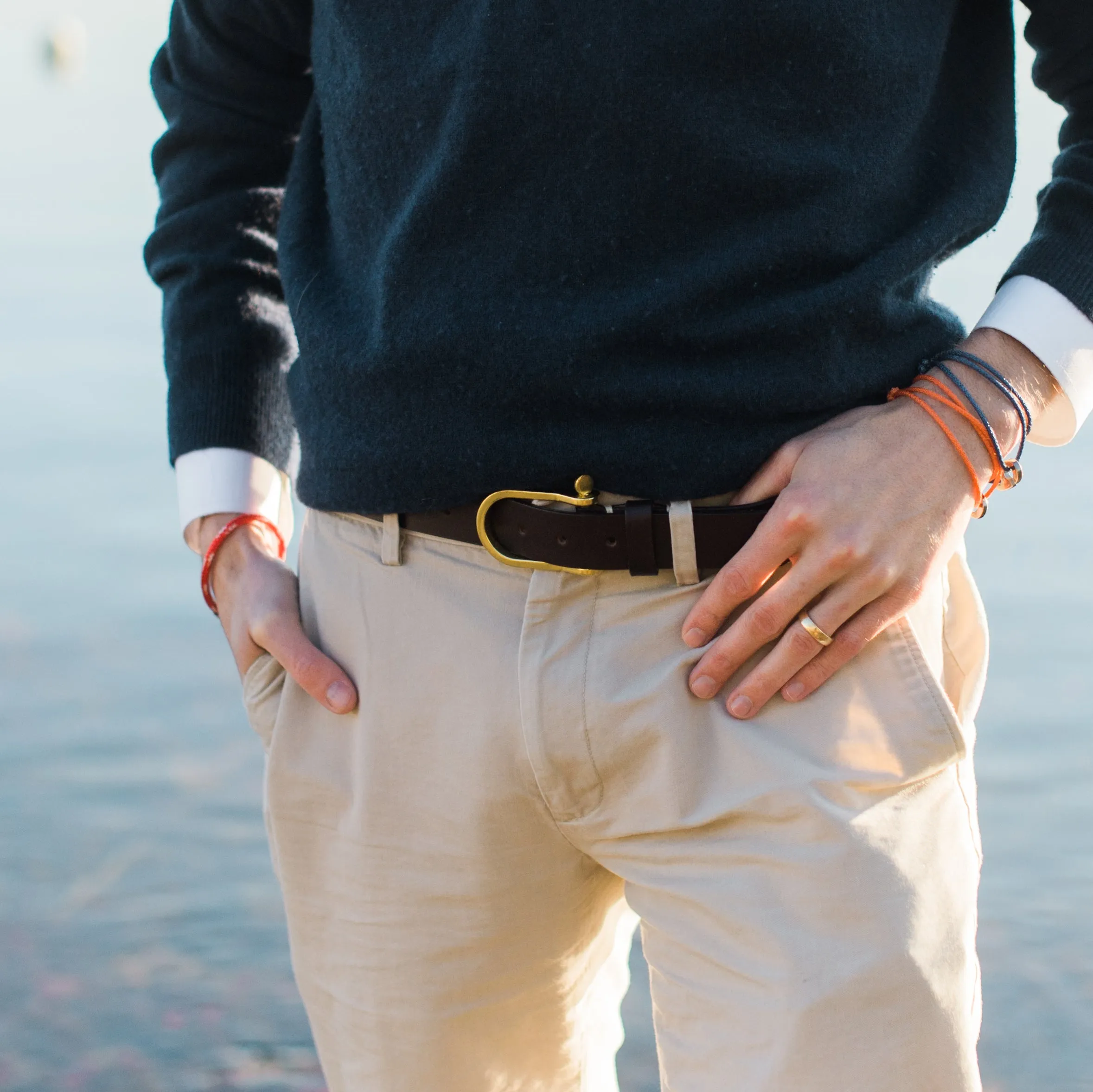 Standard Leather Belt with Shackle Buckle