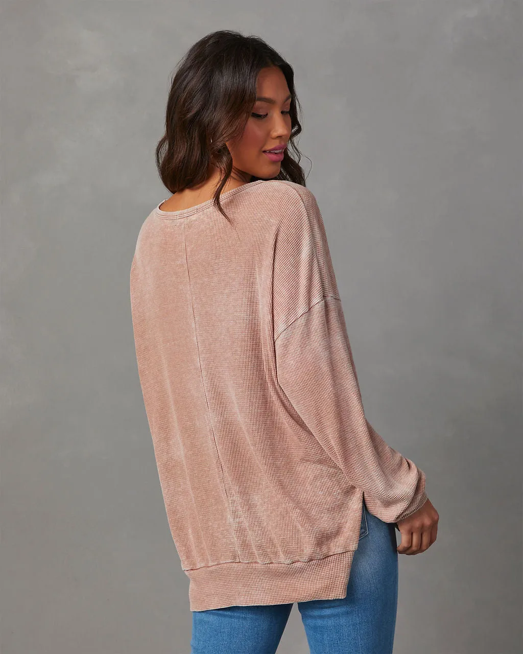 Tahoe Bound Waffle Knit Long Sleeve Top