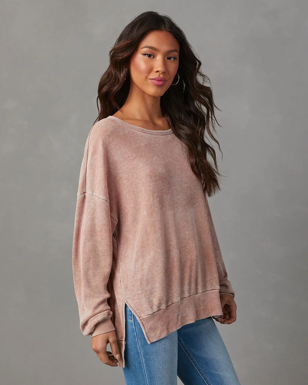 Tahoe Bound Waffle Knit Long Sleeve Top