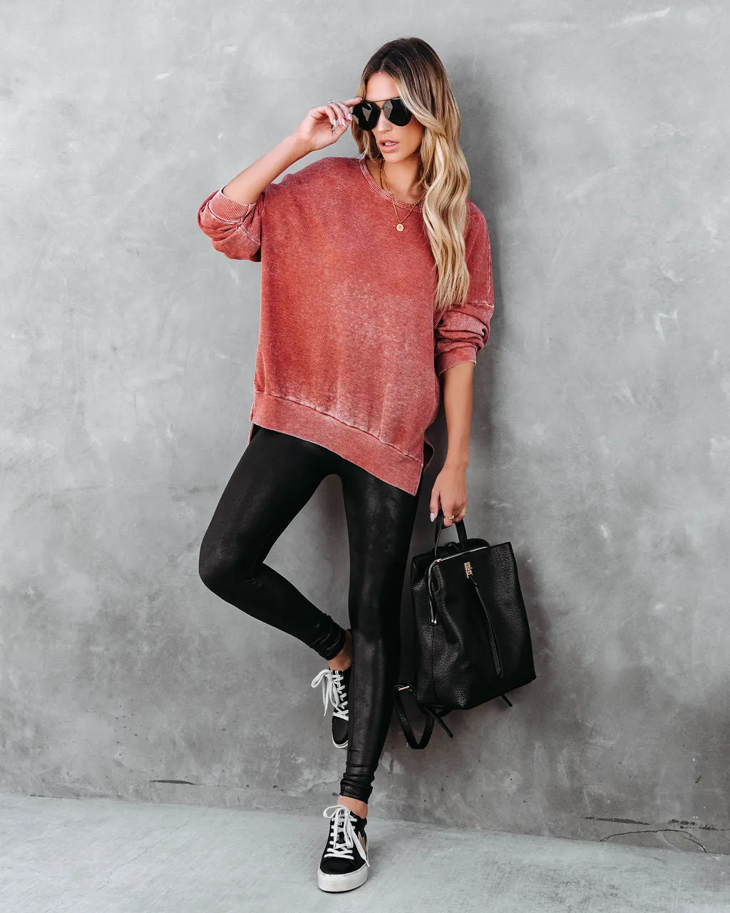 Tahoe Bound Waffle Knit Long Sleeve Top