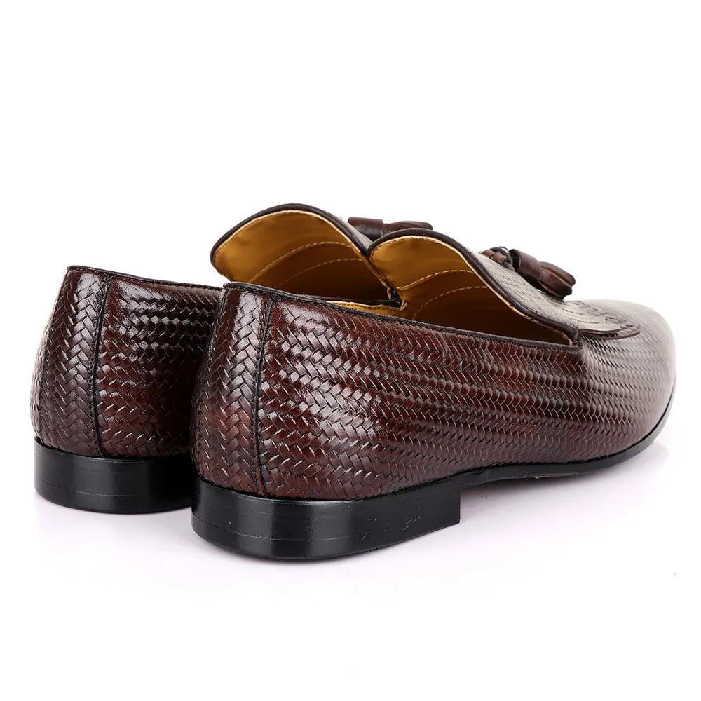 Terry Taylors Basket Lashes Tassel Coffee Leather Shoe