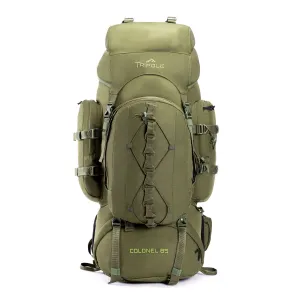 Tripole Colonel Metal Frame Rucksack with Detachable Bag & Rain Cover for Trekking & Travelling | Men & Women | 3 Year Warranty | Olive Green | 85 Litre