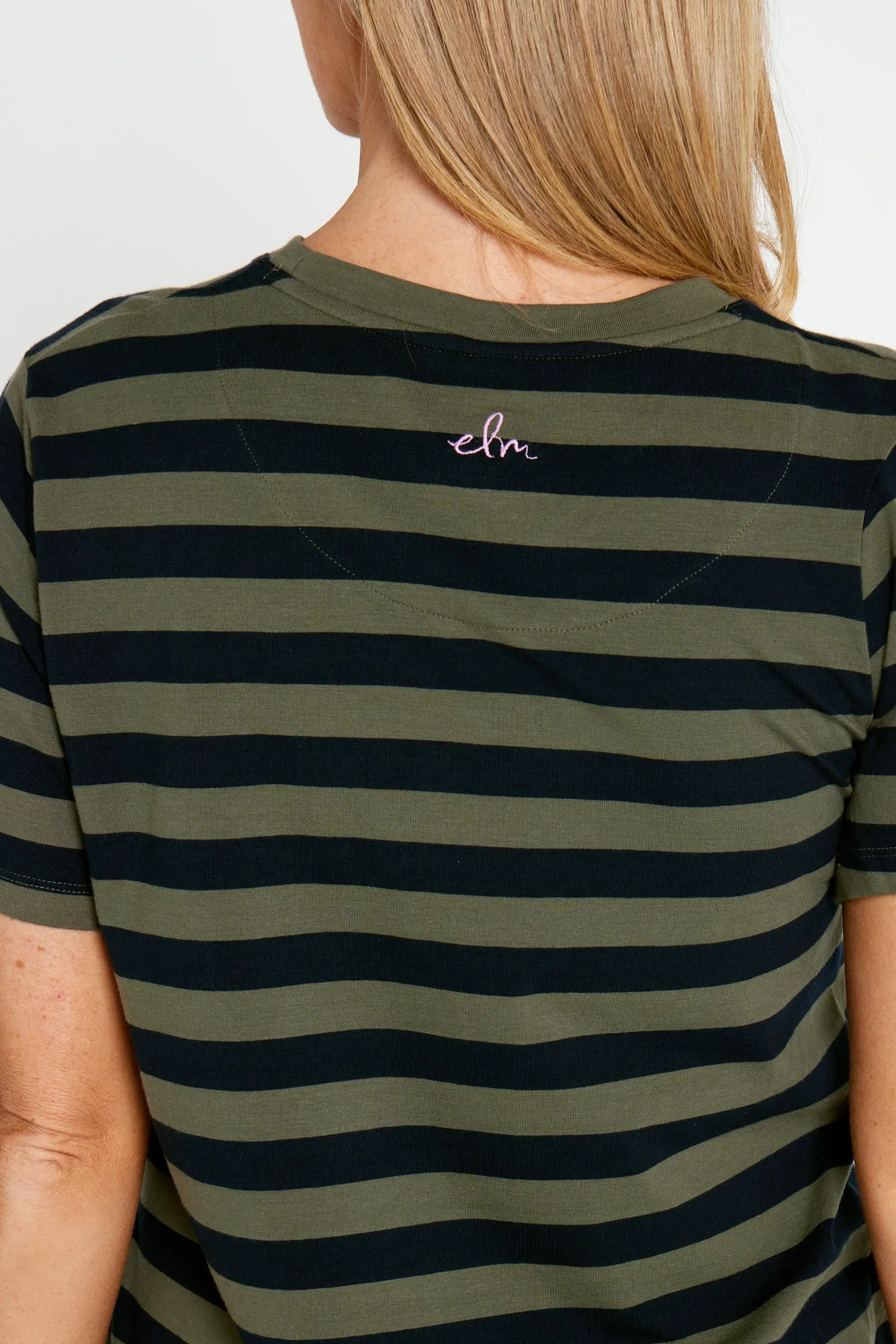 Turn Back Short Sleeve Tee - Navy/Khaki Stripe