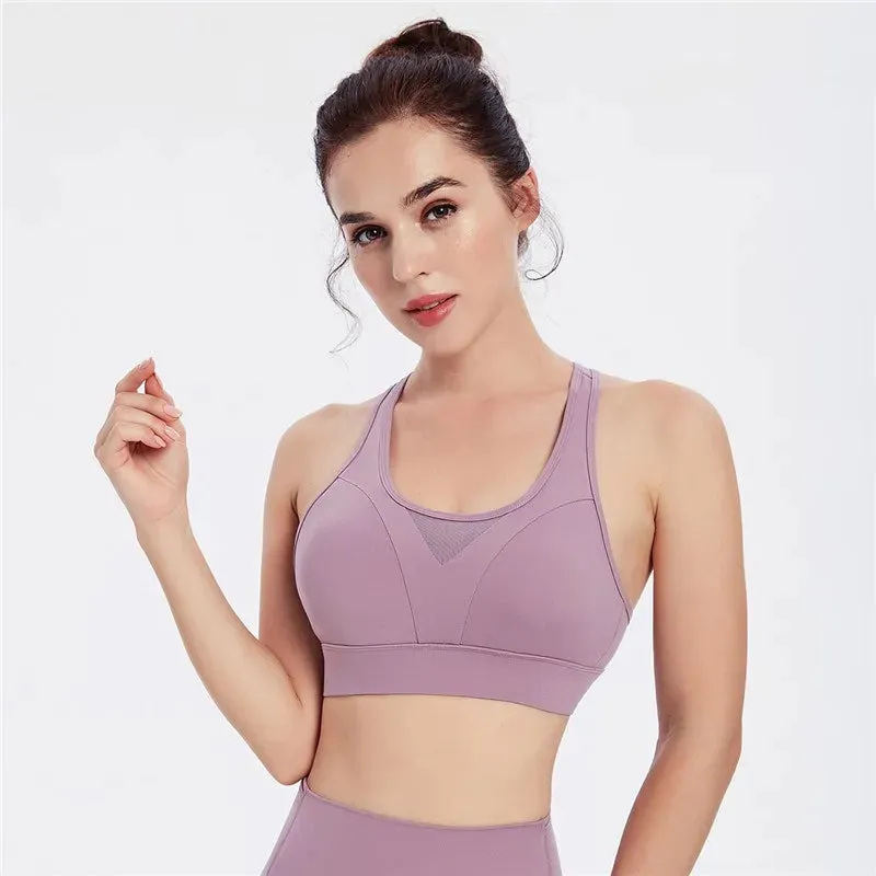 Vansydical Women's Back Cross Strappy Racerback Sports Bra for Gym Running