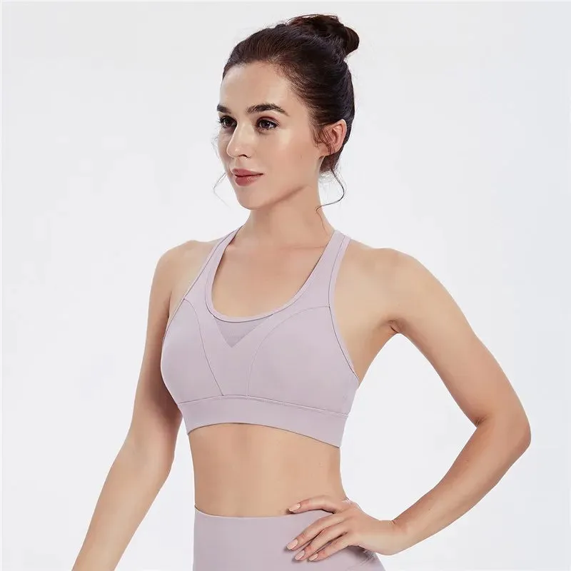 Vansydical Women's Back Cross Strappy Racerback Sports Bra for Gym Running