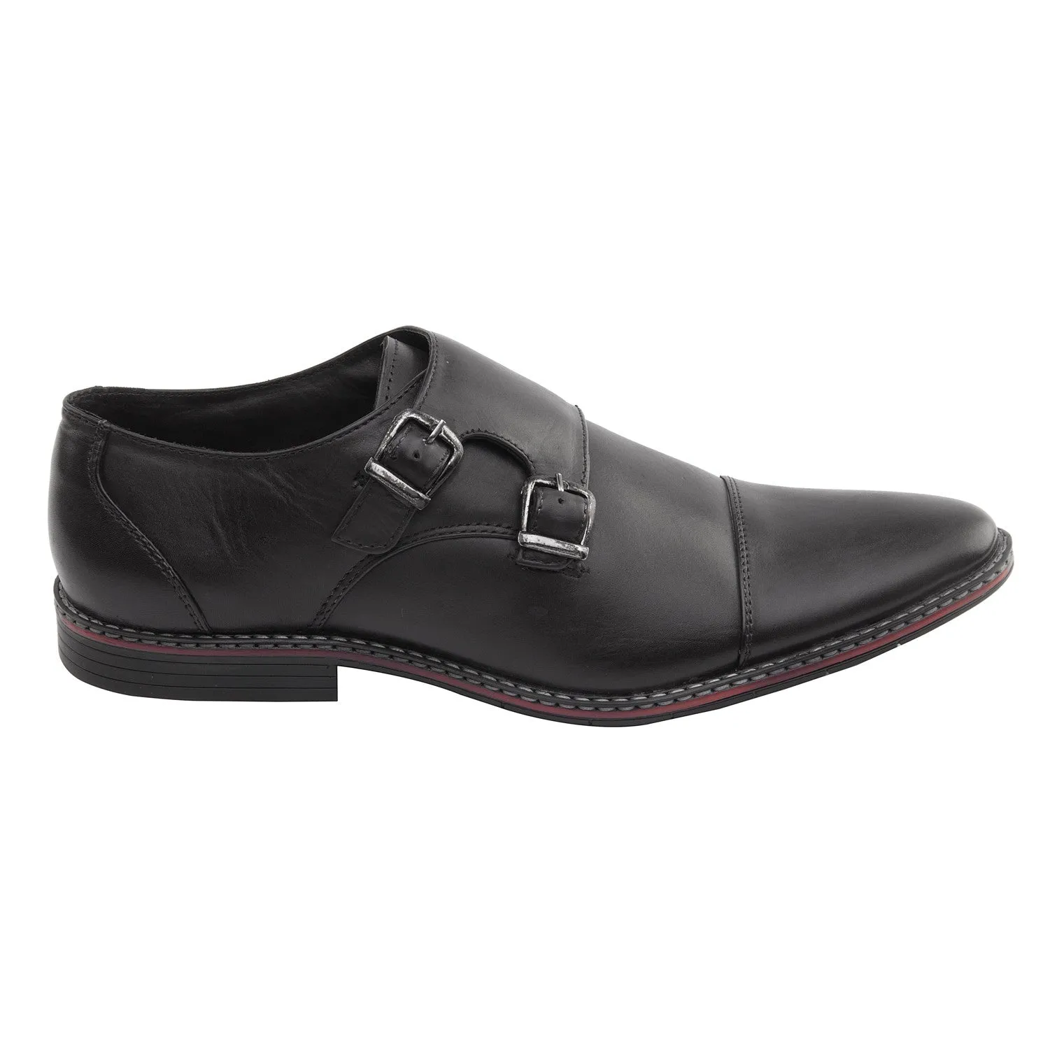 Vardhra Men 100% Genuine Leather - Double Monk Strap Shoes - Black