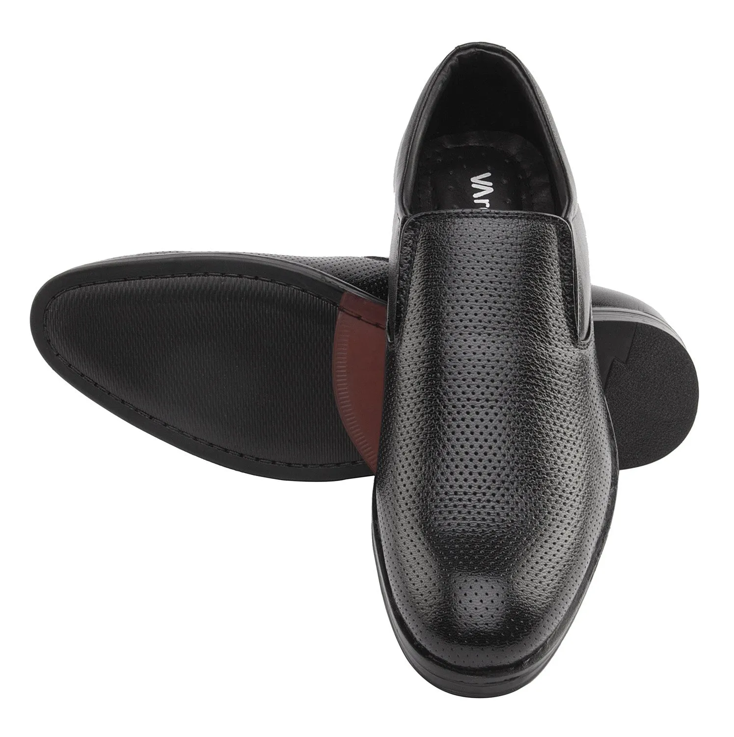 Vardhra Men 100% Genuine Leather - Formal Slip-on Dress Shoes - Black